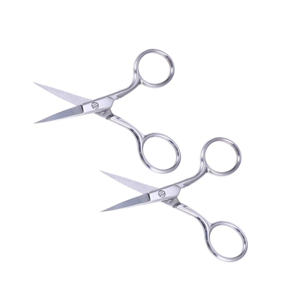 NOLITOY 2pcs Stainless Steel Eyebrow Scissors for Women Men Facial Hair Removal Beard Trimmer Nose Hair Scissors
