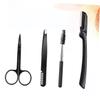 SOESFOUFU 4pcs Eyebrow Grooming Kit for Women Eyelash Comb Eyebrow Scissors Tweezers for Beginners Black Skin Care Set for Precise Shaping and Trimming view 2
