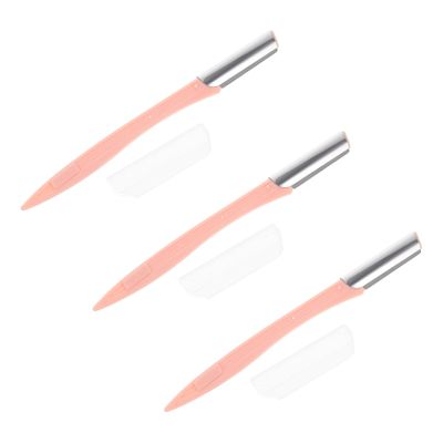 SOESFOUFU 3pcs Eye Brow Razor Set Eyebrow Trimmer Scissors for Women Makeup Eyebrow Shaver Brow Razor Pink
