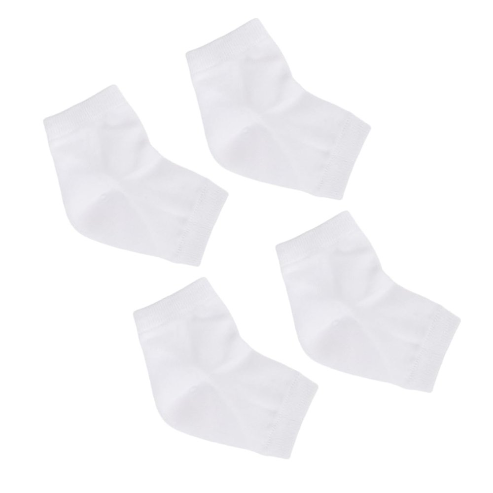 Outanaya 2pairs Moisturizing Gel Heel Socks for Cracked Heel Treatment Breathable Ankle Socks Exfoliating Soft Material White