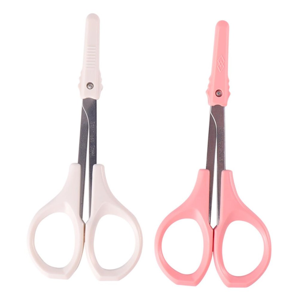 HONMEET 2pcs Eyebrow Trimmers and Eyelash Scissors High Precision Stainless Steel Beauty Scissors for Safe Trimming Includes Curved and Straight Designs with Protective Cover
