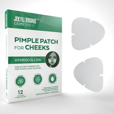 Jekyll brand Pimple Patch for Cheeks (12 counts) COSMETICS | Medical Grade Hydrocolloid | Acne Patch for Covering Zits and Blemish | Cheeks Patches for Acne | **Dermatologist Approve**