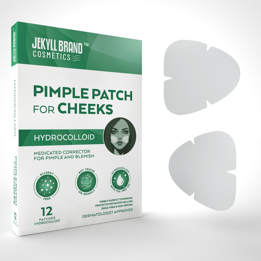 Jekyll brand Pimple Patch for Cheeks (12 counts) COSMETICS | Medical Grade Hydrocolloid | Acne Patch for Covering Zits and Blemish | Cheeks Patches for Acne | **Dermatologist Approve**