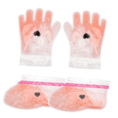 HONMEET 2pairs Peach Paraffin Wax Therapy Cover Kit for Hand and Feet Care and Comfortable for Home and Salon Use Exfoliating Scrub Gloves Included