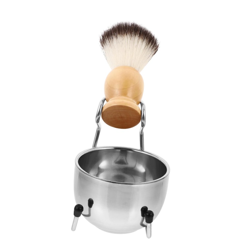 HONMEET Beard Shaving Brush Kit with Soap Bowl Rack Durable Stainless Steel Shaving Accessories for Smooth Experience Easy to Clean and Travel-friendly
