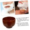 Outanaya Men's Shaving Soap Bowl Brown Wooden Shave Mug Container for Face Shaving view 3