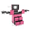 banborba Rolling Makeup Train Case, Large Storage Cosmetic Trolley, Lockable Trolley Makeup Travel Case with Keys & Swivel Wheels, Salon Barber Case Traveling Cart Trunk, 110 LBS Load Capacity (Rose) view 3