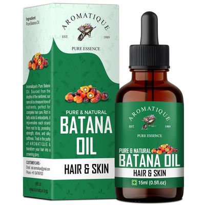 A.romatique Batana Oil - Pure Batana Oil for Hair Growth By Dr Sebi Sourced from Honduras, Batana Oil Cold Pressed, Derived from Palm Nut Oil for Hair & Skin (15 ML)