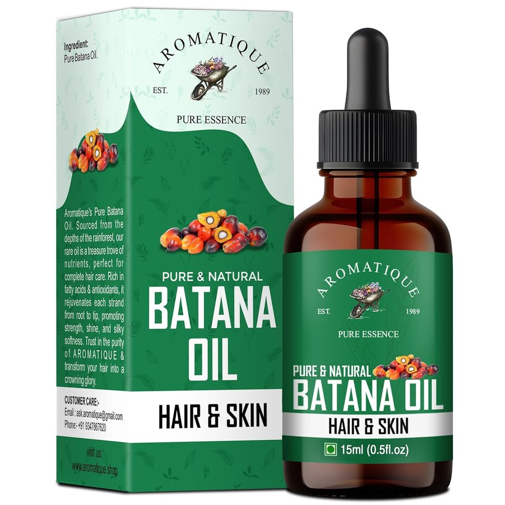 A.romatique Batana Oil - Pure Batana Oil for Hair Growth By Dr Sebi Sourced from Honduras, Batana Oil Cold Pressed, Derived from Palm Nut Oil for Hair & Skin (15 ML)