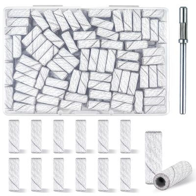 100 Pcs 240 Grit White Small Sanding Bands Nail Drill Bit,Nail Drill Bits,Extreme Fine Grit mini Sanding Band,Nail Bits,Upgrade 3.1mm Mandrel Bits,Professional Nail Drill Bit for Acrylic Nails