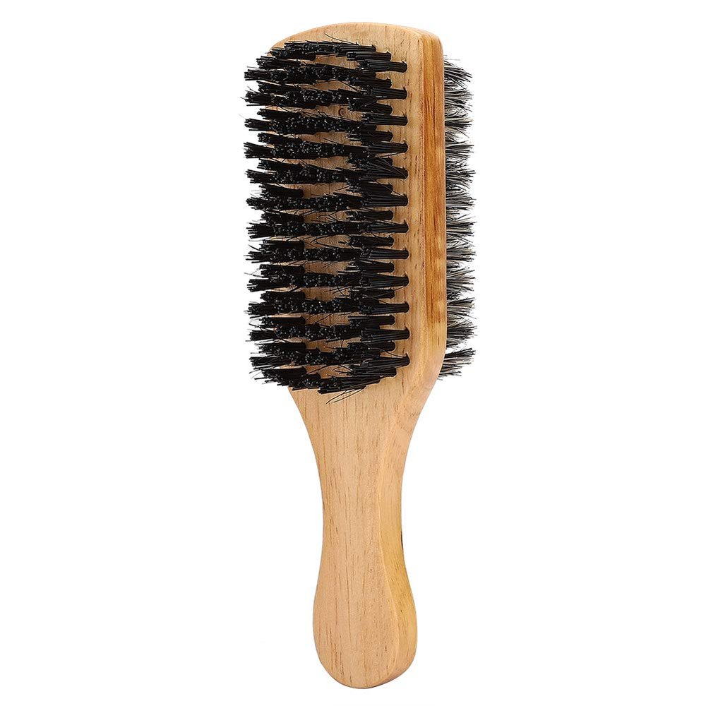 Doublesided Beard Brush, Facial Hair Brush, Multifunctional Shaving Brush Shaving Brush with Solid Wood Handle (Medium)