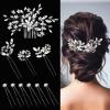 10 pcs Bride Hair Pins Rhinestone Bridal Hair Piece for Women Crystal Hair Accessories for Bride Bridesmaids Flower Girls(Silver) view 1