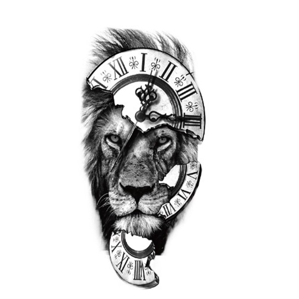 2pcs Lion Men Waterproof Temporary Tattoos Fake Stickers Arm Hand Art Tattoos