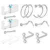 QWALIT 2pack Nose Piercing Kit Nose Piercing Gun Kit Self Piercing Kits at Home Disposable Nostril Piercing Kit with Nose Rings Silver view 1