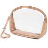 Clear Makeup Bag with Zipper- Travel Cosmetic Bags Set for Carry On, TSA Approved Toiletry Bag, Makeup Organizer, Clear Travel Makeup Bag with Handle, Travel Essentials (Brown, Large) view 1