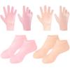 4 Pairs Silicone Socks and Silicone Gloves, Soft Elastic Silicone Foot Socks, Reusable Foot Moisturizing Socks, Silicone Socks for Dry Cracked Feet Women,Silicone Gloves view 1