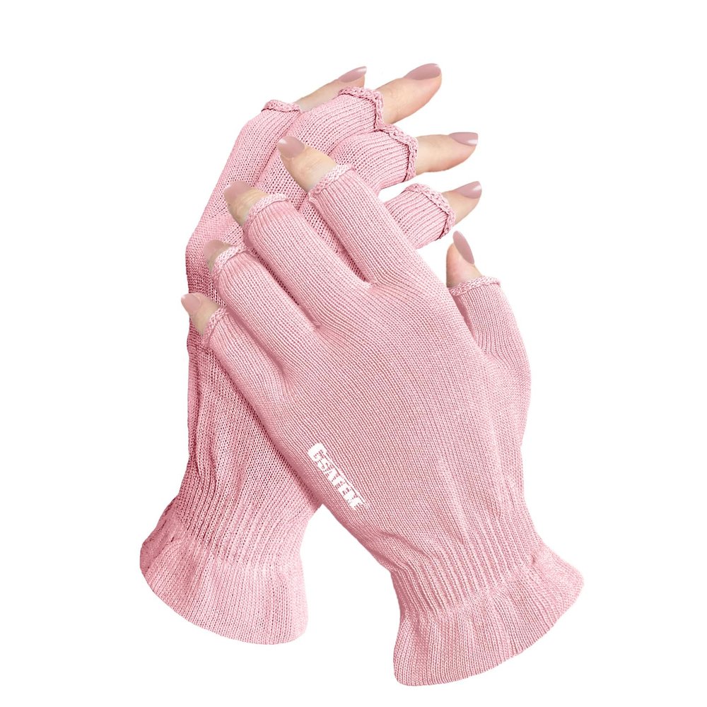 GSAFEME Cotton Gloves for Dry Hands - Fingerless Touchscreen Moisturizing Gloves for Sleeping - Cotton Eczema Gloves for Men and Women, Pink S/M 1 Pair