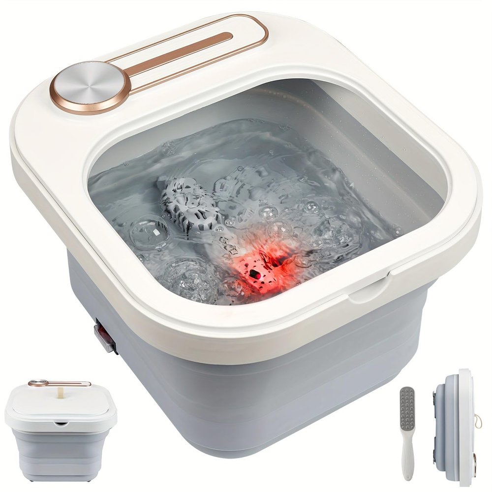 Collapsible Foot Spa Bath with Heat, Massage Rollers, Timer, Bubble, Foot Pedicure Kit, Temperature Control Pedicure Foot Spa, Foot Bath