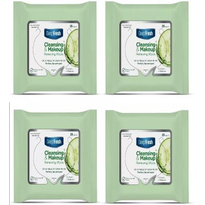 4 Pack Make-Up Removal Cucumber Wipes 4 x 25 pcs