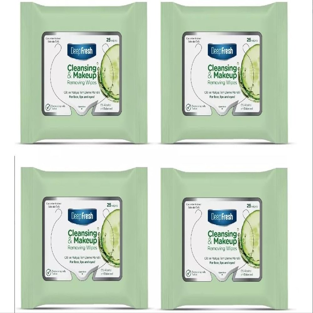 4 Pack Make-Up Removal Cucumber Wipes 4 x 25 pcs