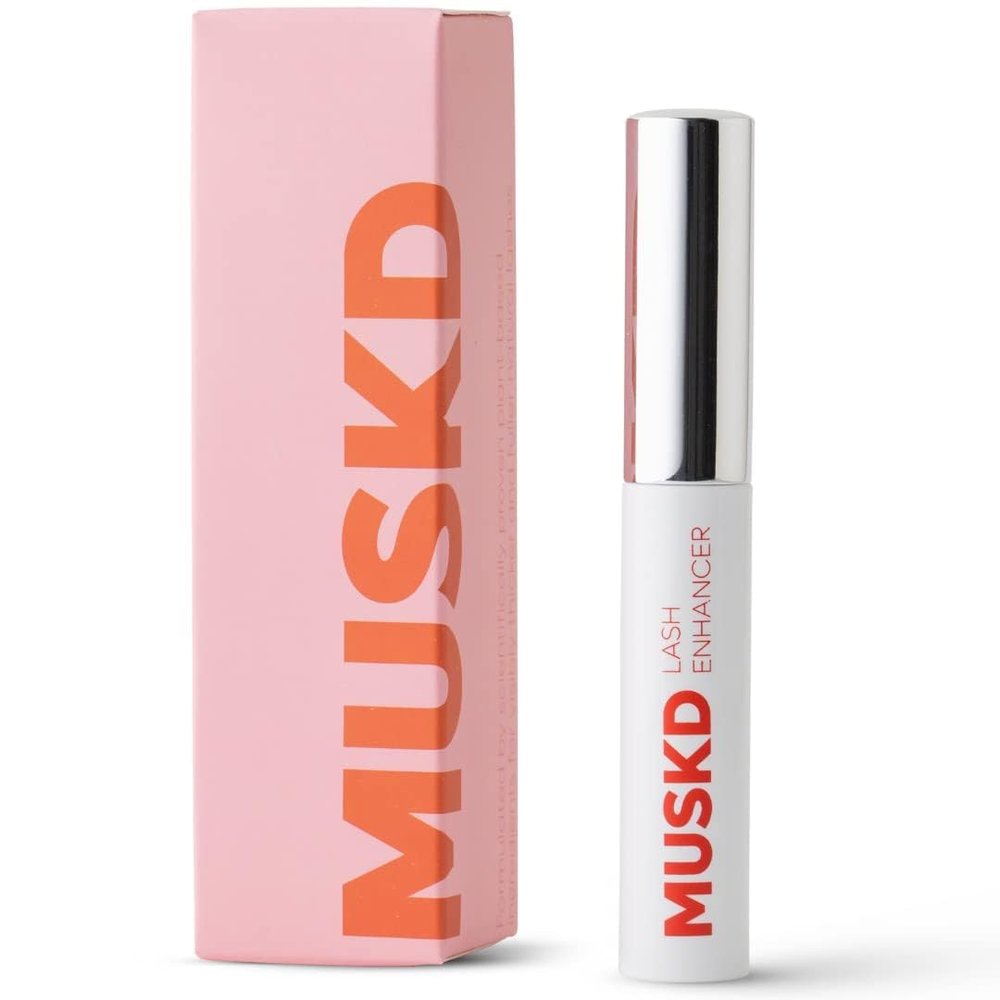 MUSKD Eyelash Growth Serum - Lash Enhancer for Longer, Thicker, Fuller Lashes & Brows - Natural, Vegan & Cruelty-Free Eyelash Serum for Lash & Brow Growth, Gentle Formula (3 ML)