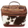 CHALLENGER 8.25 Height Unisex Western Tooled Leather Hairon Cosmetic Dopp Kit Toiletry Train Case 11"x7" 18RST01 view 1