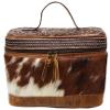 CHALLENGER 8.25 Height Unisex Western Tooled Leather Hairon Cosmetic Dopp Kit Toiletry Train Case 11"x7" 18RST01 view 2