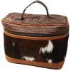 CHALLENGER 8.25 Height Unisex Western Tooled Leather Hairon Cosmetic Dopp Kit Toiletry Train Case 11"x7" 18RST01 view 3