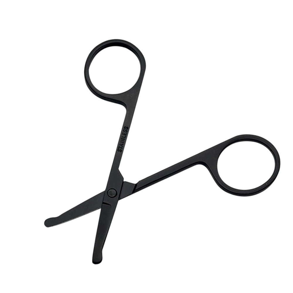 Baluue Stainless Steel Vibrissa Scissors Nose Hair Trimmer Eyebrow Scissors for Men Rounded Tips for Safe Painless Trimming Black Design for Precision Grooming