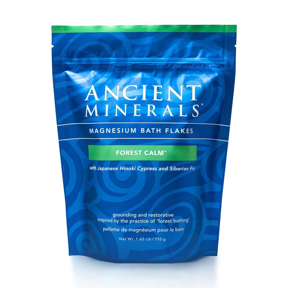 Ancient Minerals Magnesium Bath Flakes Forest Calm - Resealable Magnesium Bag of Zechstein Chloride Alternative to Epsom Bath Salt (1.65 lb)
