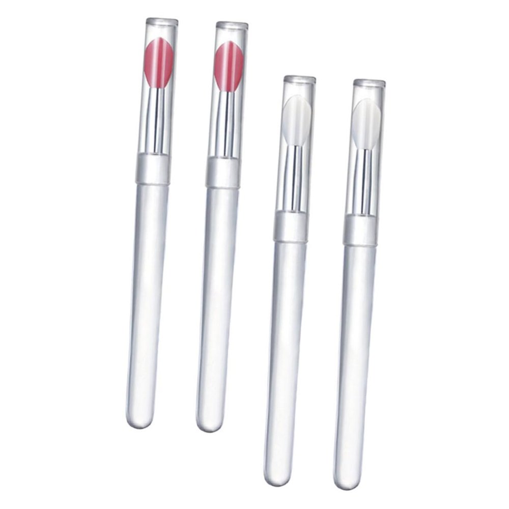 HONMEET Lip Brush Set for Lipstick Eye Shadows 4pcs Silicone Makeup Applicators Reusable Lip Applicators