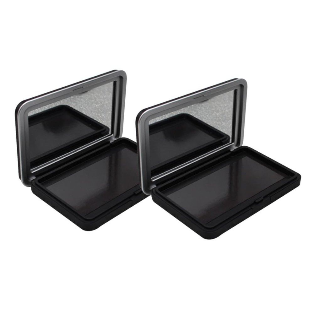 HONMEET 2pcs Sturdy Plastic Eyeshadow Powder Box Refillable Palette Organizers for Makeup Portable Lightweight Storage Case