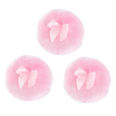 BIUDECO 3pc Plush Long Hair Powder Puff Set for Body Use Soft and Comfortable Talcum Powder Puff for Adults for Prickly Heat Application