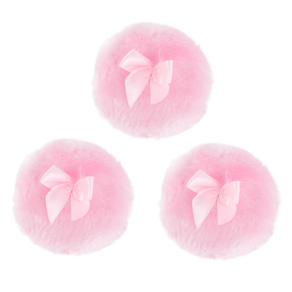 BIUDECO 3pc Plush Long Hair Powder Puff Set for Body Use Soft and Comfortable Talcum Powder Puff for Adults for Prickly Heat Application