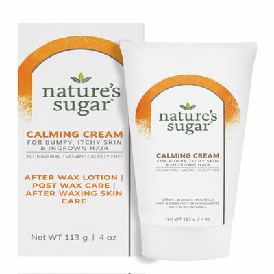 Natures Sugar Calming Post Wax Care Cream  Soothing Aftercare for Ingrown Hair & Itchy Skin  Hydrating Shea Butter & Sunflower Seed Oil Fast-Absorbing Post Wax Cream for All Skin Types  4 oz