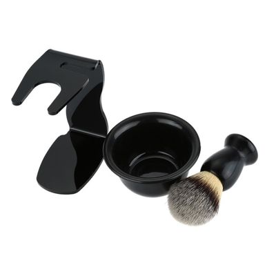 VINTORKY Badger Hair Shaving Brush Set Face Razor Bowl Beard Brush Tool Plastic Easy Cleaning Storage