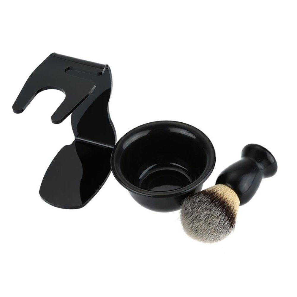 VINTORKY Badger Hair Shaving Brush Set Face Razor Bowl Beard Brush Tool Plastic Easy Cleaning Storage