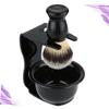 VINTORKY Badger Hair Shaving Brush Set Face Razor Bowl Beard Brush Tool Plastic Easy Cleaning Storage view 3