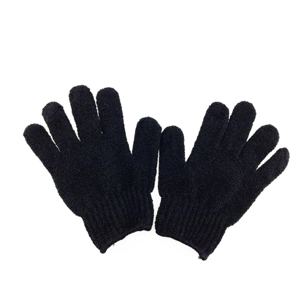 FOYTOKI Bath Exfoliating Gloves for Shower Acrylic Fiber Mitts One Size Black Exfoliating Bath Gloves for Women