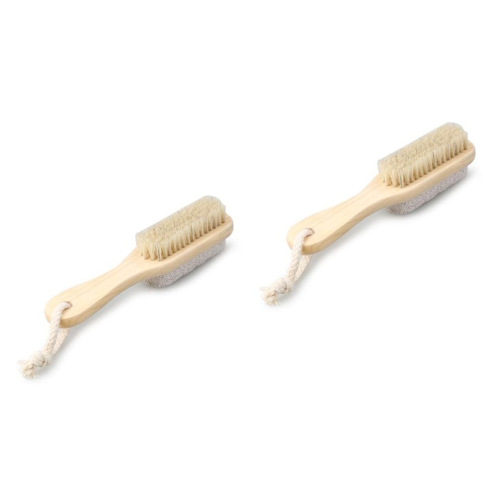 PLAFOPE 2pcs Foot Exfoliating Brush with Bristle Pumice Stone for Healthy Skin