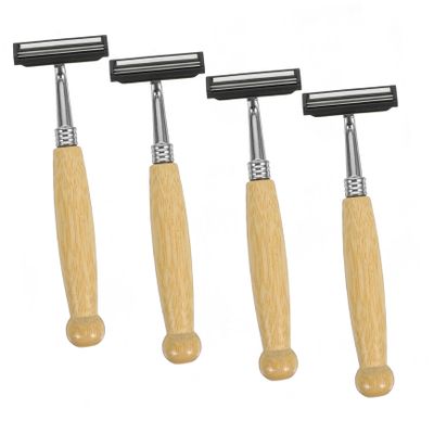 FRCOLOR 4pcs Men Bamboo Handle Razor for Mustache Trimmer Eco-friendly Shaving
