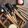 24 Piece Portable Makeup Brush Set with Nylon Bristles and Wood Handles view 2