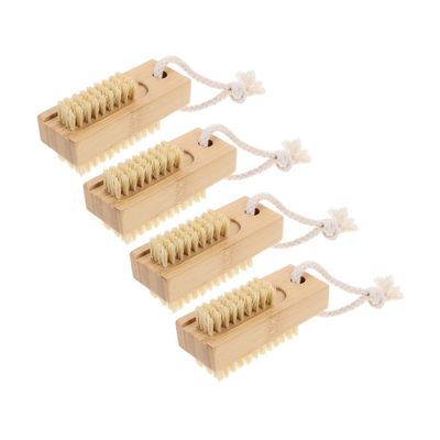 Gogogmee 4pcs Nail Brush Bamboo Nail Cleaning Scrubber for Fingernails and Toenails Portable and Lightweight for Home and Salon Use