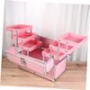 FOYTOKI Portable Handheld Makeup Train Case 3 Tiers Cosmetics Box Organizer for Travel Pink Detachable Compartment for Women view 2