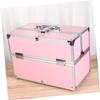 FOYTOKI Portable Handheld Makeup Train Case 3 Tiers Cosmetics Box Organizer for Travel Pink Detachable Compartment for Women view 3