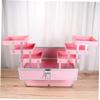 FOYTOKI Portable Handheld Makeup Train Case 3 Tiers Cosmetics Box Organizer for Travel Pink Detachable Compartment for Women view 4
