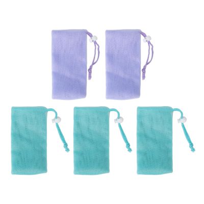 Mesh Soap Pouch, Portable 5 Pieces Soft Bubble Foam Net Quick Drying for Shower Bathroom