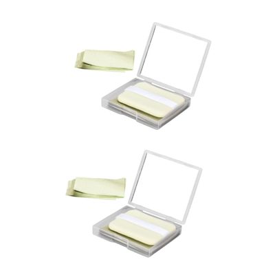 Gogogmee 2sets Tea Oil Blotting Sheets Mirror Puff Oil Control Sheets for Oily Skin Portable Absorbing Paper for Men Women Cleaning Tool
