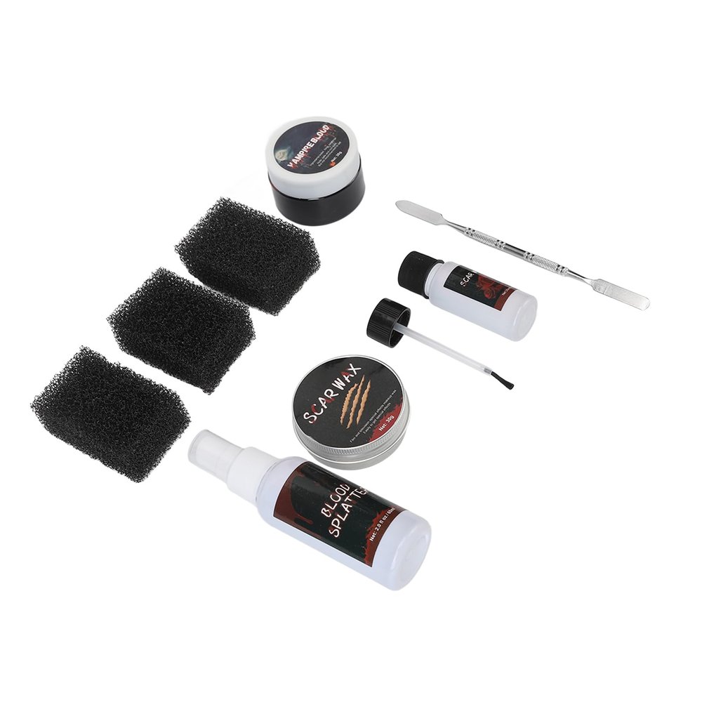 Scary Face Makeup Kit, 60ml Fake Blood Spray Easy to Clean Easy to Use Halloween Cosmetic Bag Widely Applicable to Party
