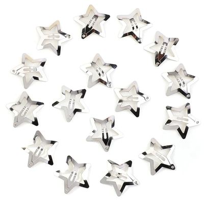 16PCS Silver Star Hair Clips for Girls Metal Snap Clip Hairpins Hair Jewelry